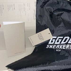 Golden Goose zippered dust bag and paperwork
